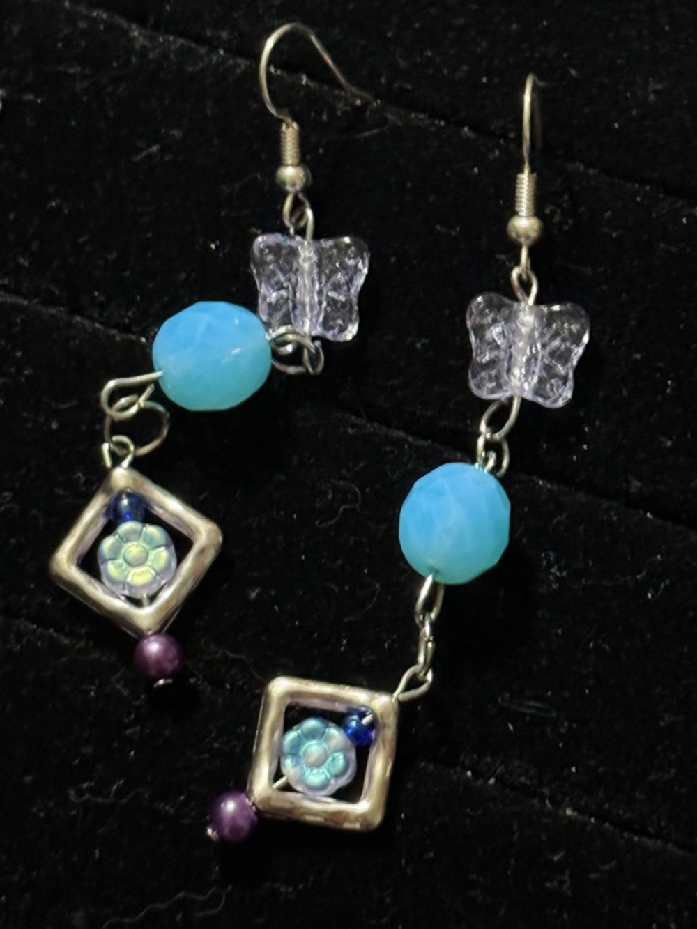 Handcrafted Czech Beads & Butterfly Drop Earrings